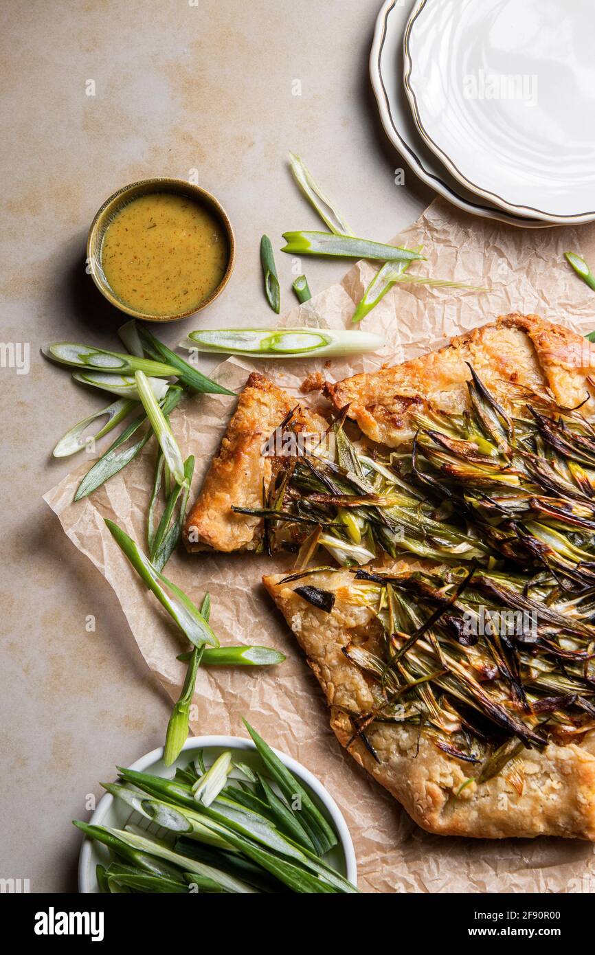 Onion galette with buttery crust Stock Photo Alamy