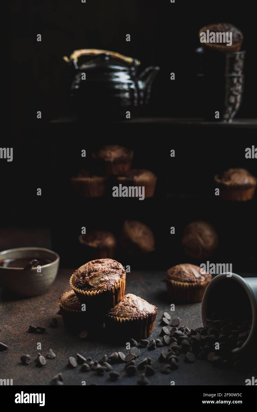 Muffins on a dark background Stock Photo