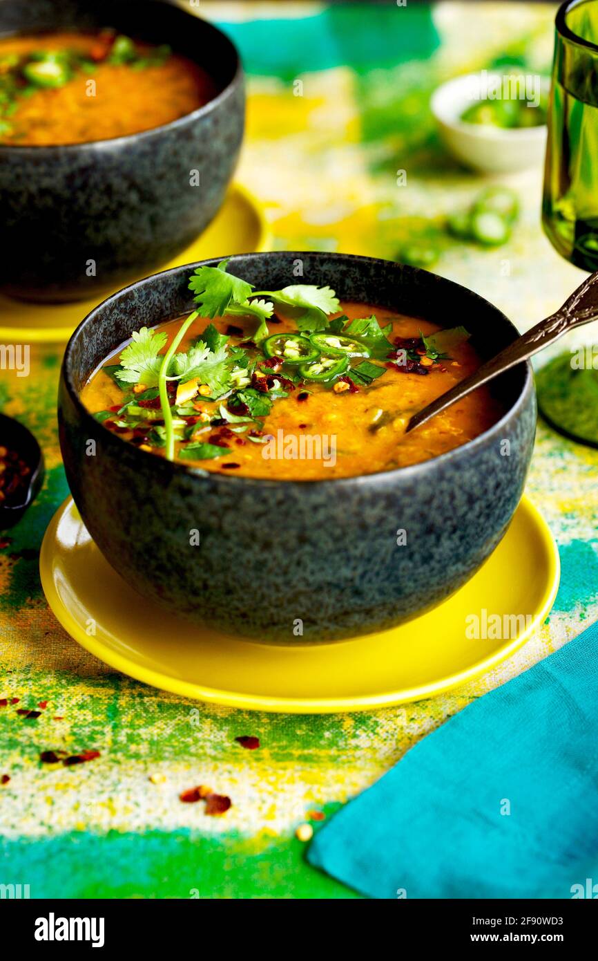 Indian Spiced Red Lentil Dal Stock Photo Alamy