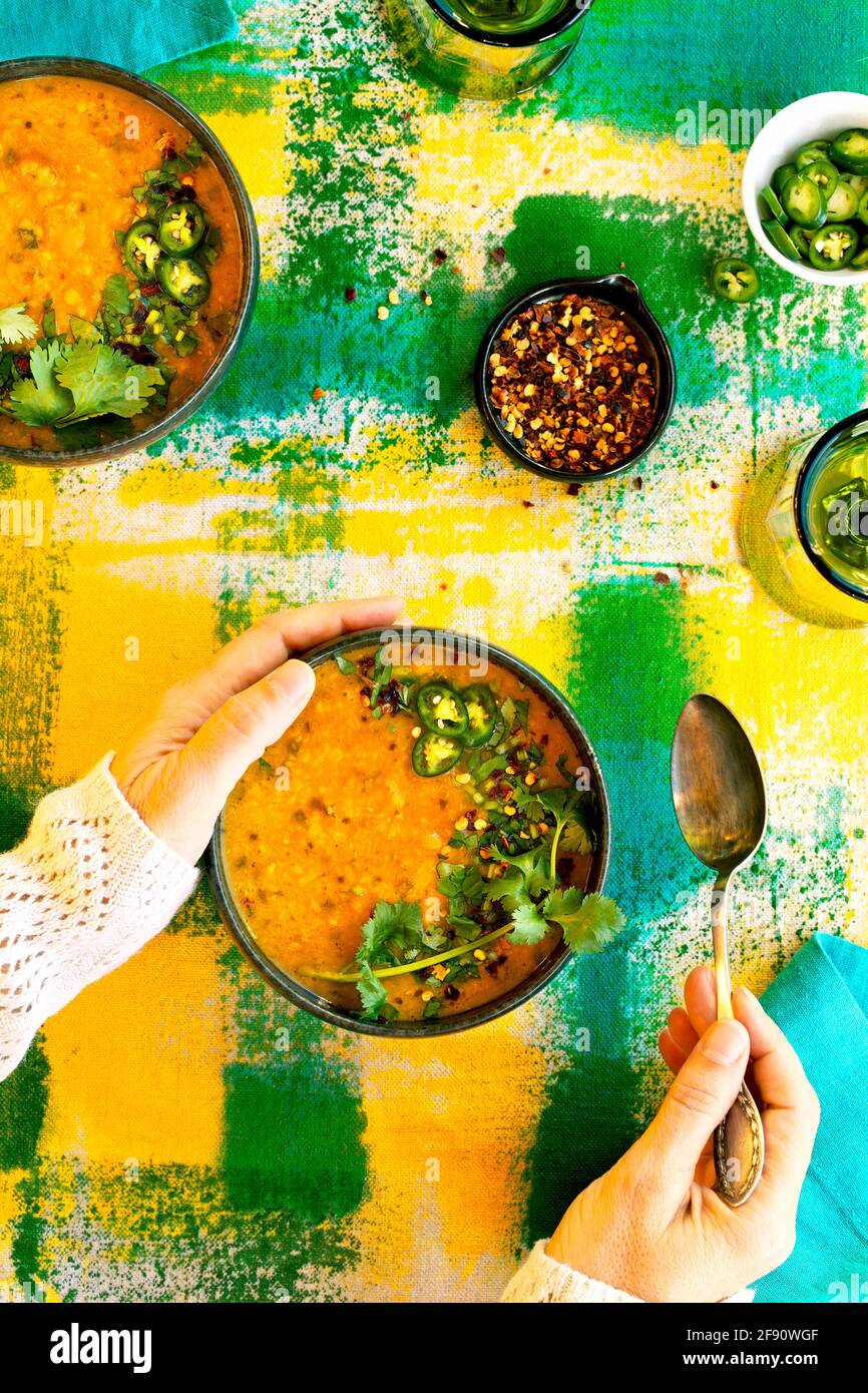 Indian Spiced Red Lentil Dal Stock Photo Alamy