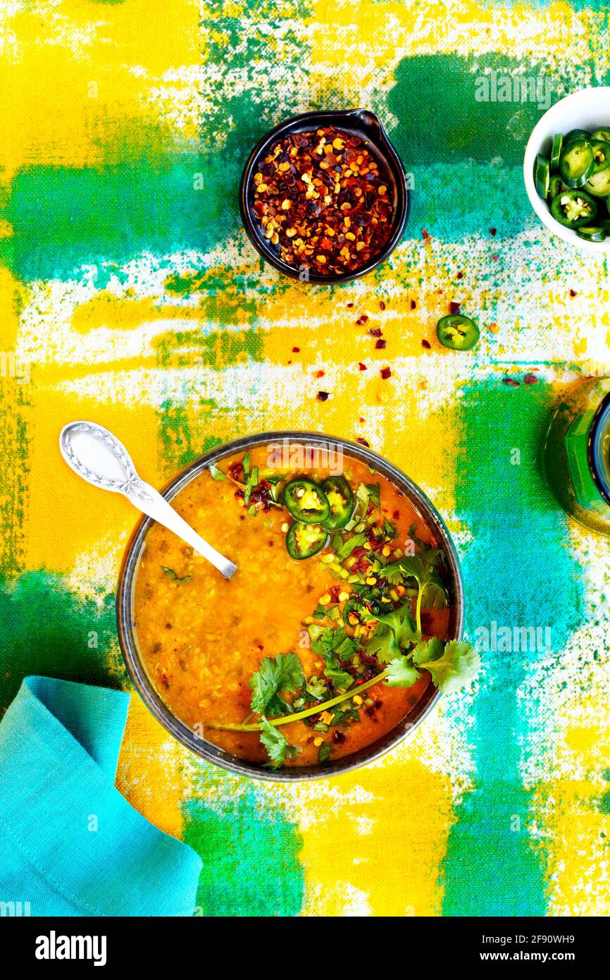 Indian Spiced Red Lentil Dal Stock Photo Alamy