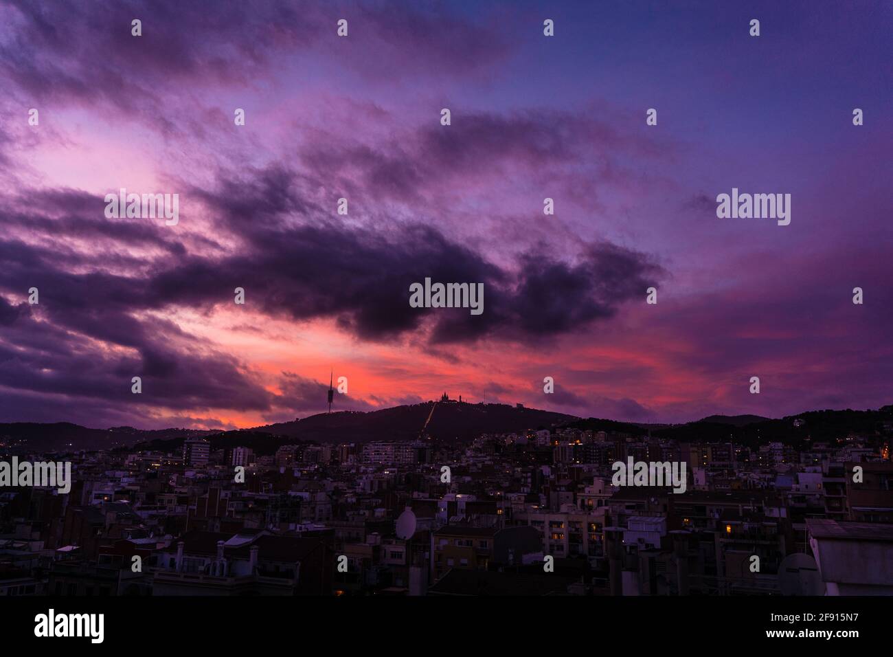 Scenic view of a village under a beautiful sunset sky background Stock ...