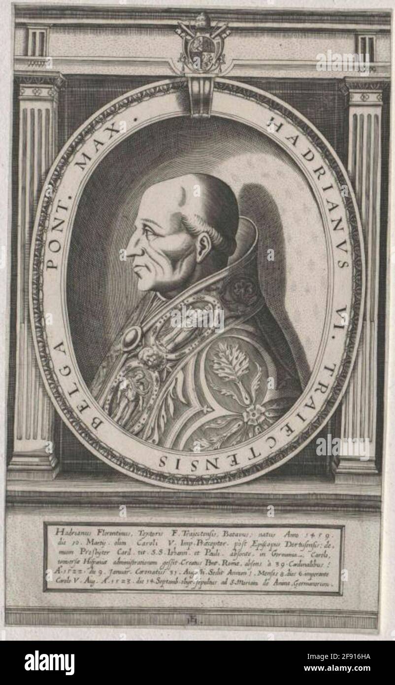 Hadrian VI., Papa Publisher: Heyden, Christoph van der Stecher: Hulsen, Friedrich Vanverlaysort: Strasbourg Stock Photo