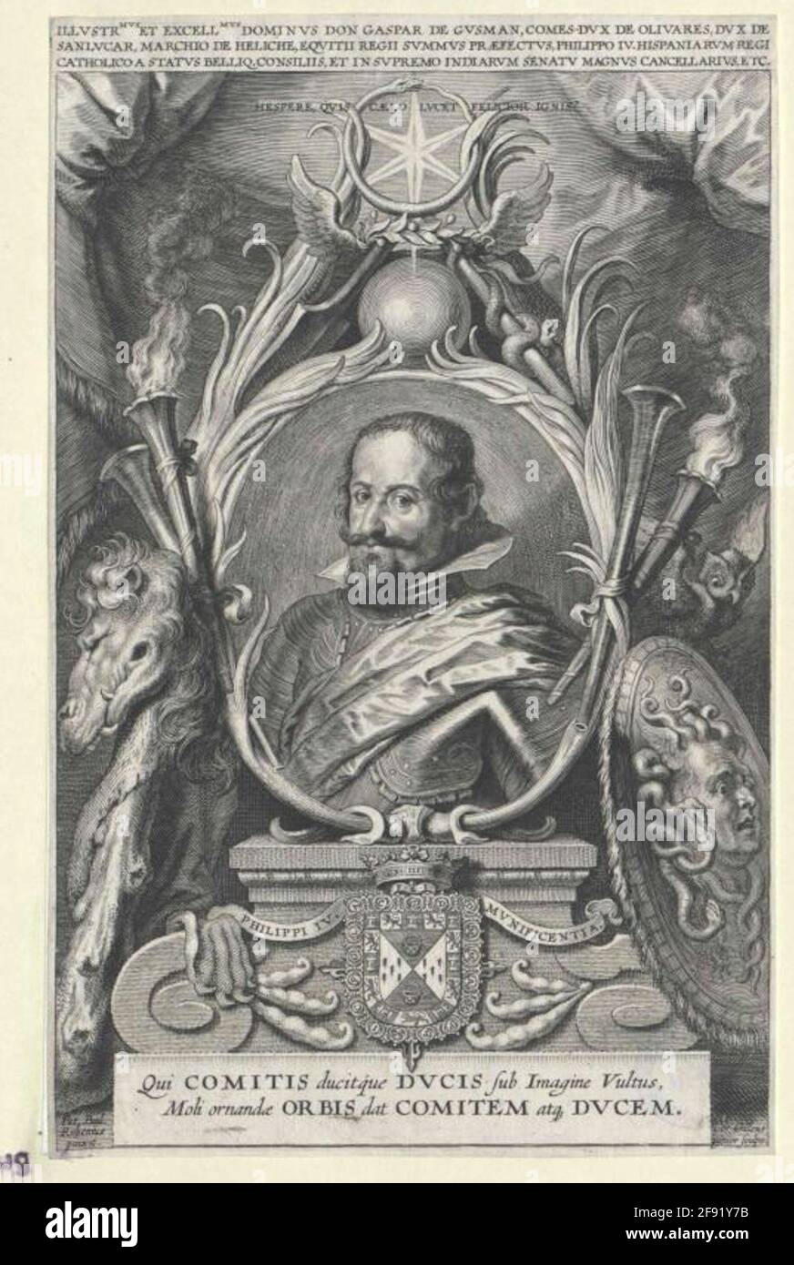 Guzman, Gaspar Duke of San Lucar de Barameda Conde Duca Olivarez Stecher:  Galle, Cornelis (1615) Dating: 1640/1678 Stock Photo - Alamy