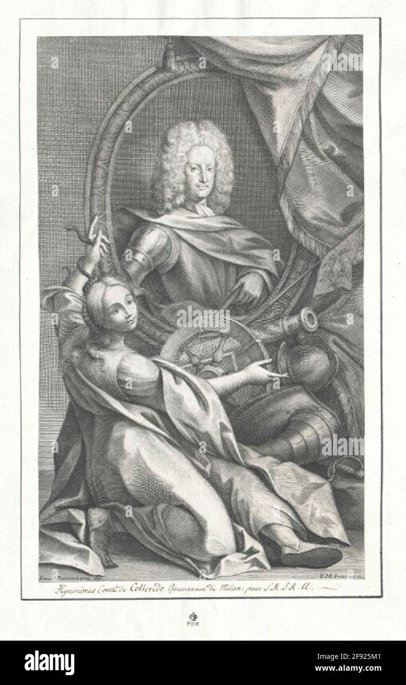 Colloredo-Wallsee, Hieronymus Count of Portrait. Print of Francesco Maria Francia for design and drawing by Francesco Pavona. Stock Photo