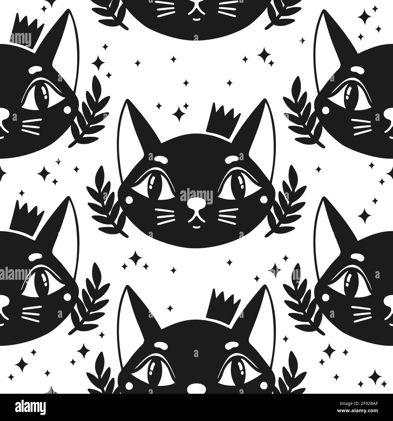 Seamless pattern cat happy background.Cute animal kitten Stock Vector ...
