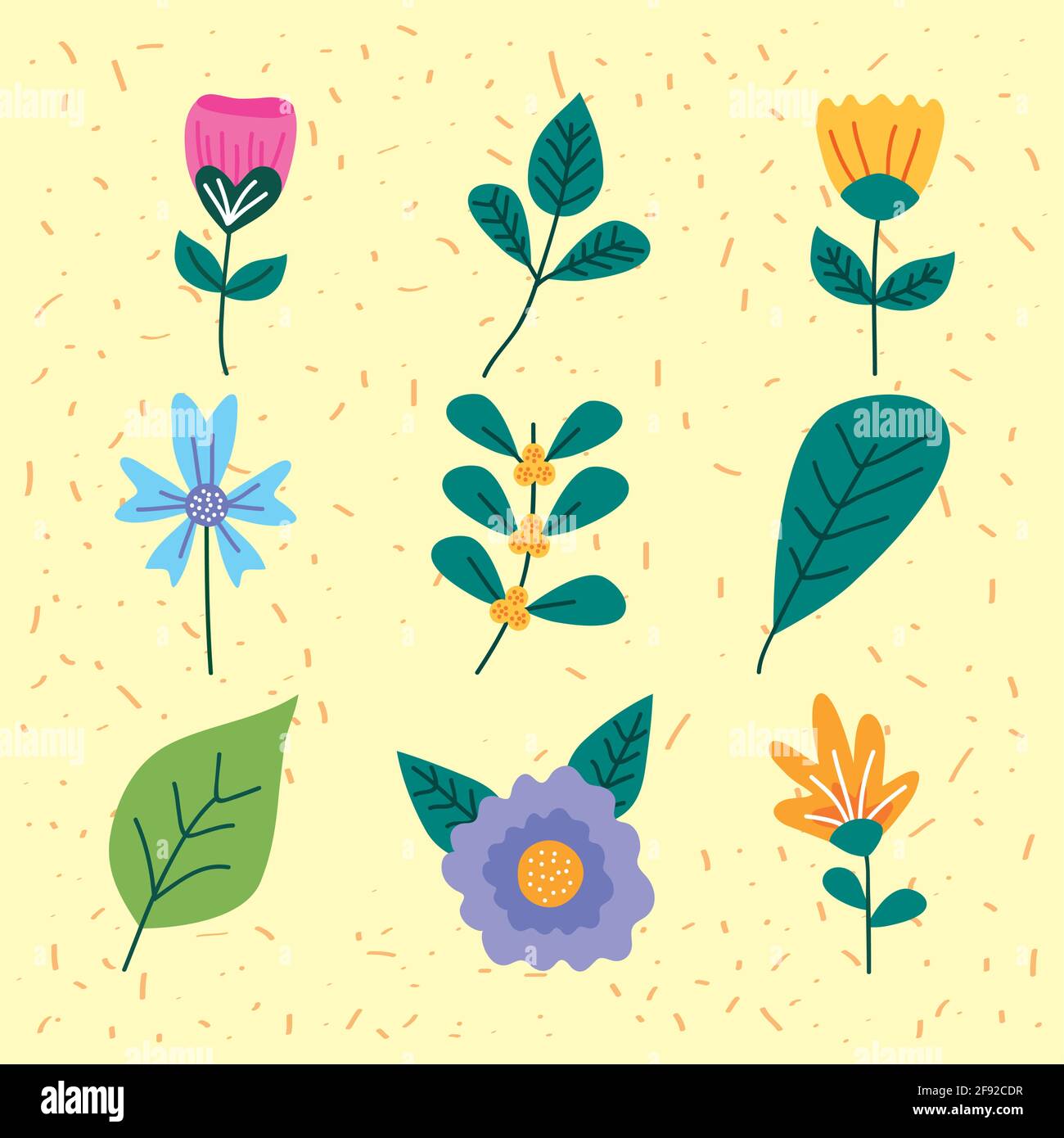 nine spring set nature icons Stock Vector Image & Art - Alamy