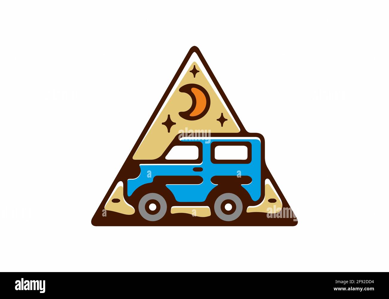 Colorful triangle badge of offroad car design Stock Vector