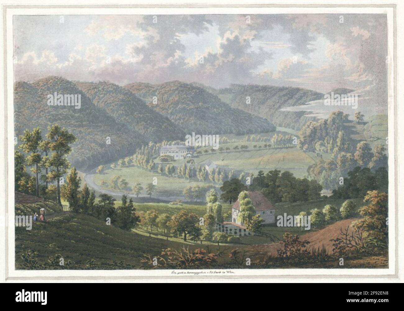 Carlsbad. The posthof mit the Vieuuhr Promenade. LA Henstlel The Dithoff & LA promenade Á 4 heuroes. Stock Photo