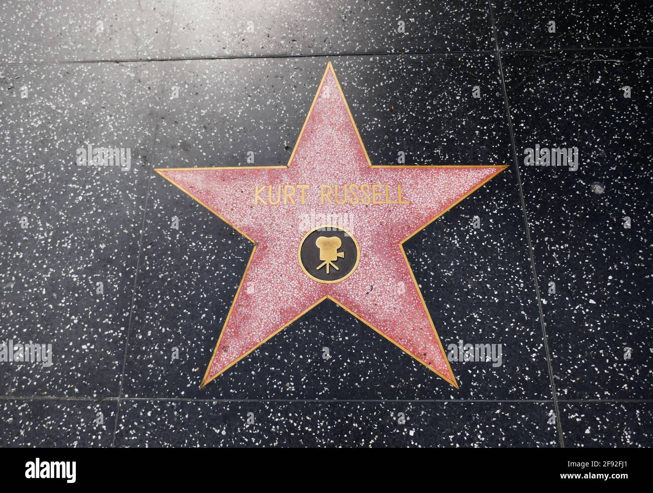 Hollywood, California, USA 14th April 2021 A general view of atmosphere of actor Kurt Russell's Star on the Hollywood Walk of Fame on April 14, 2021 in Hollywood, California, USA. Photo by Barry King/Alamy Stock Photo Stock Photo