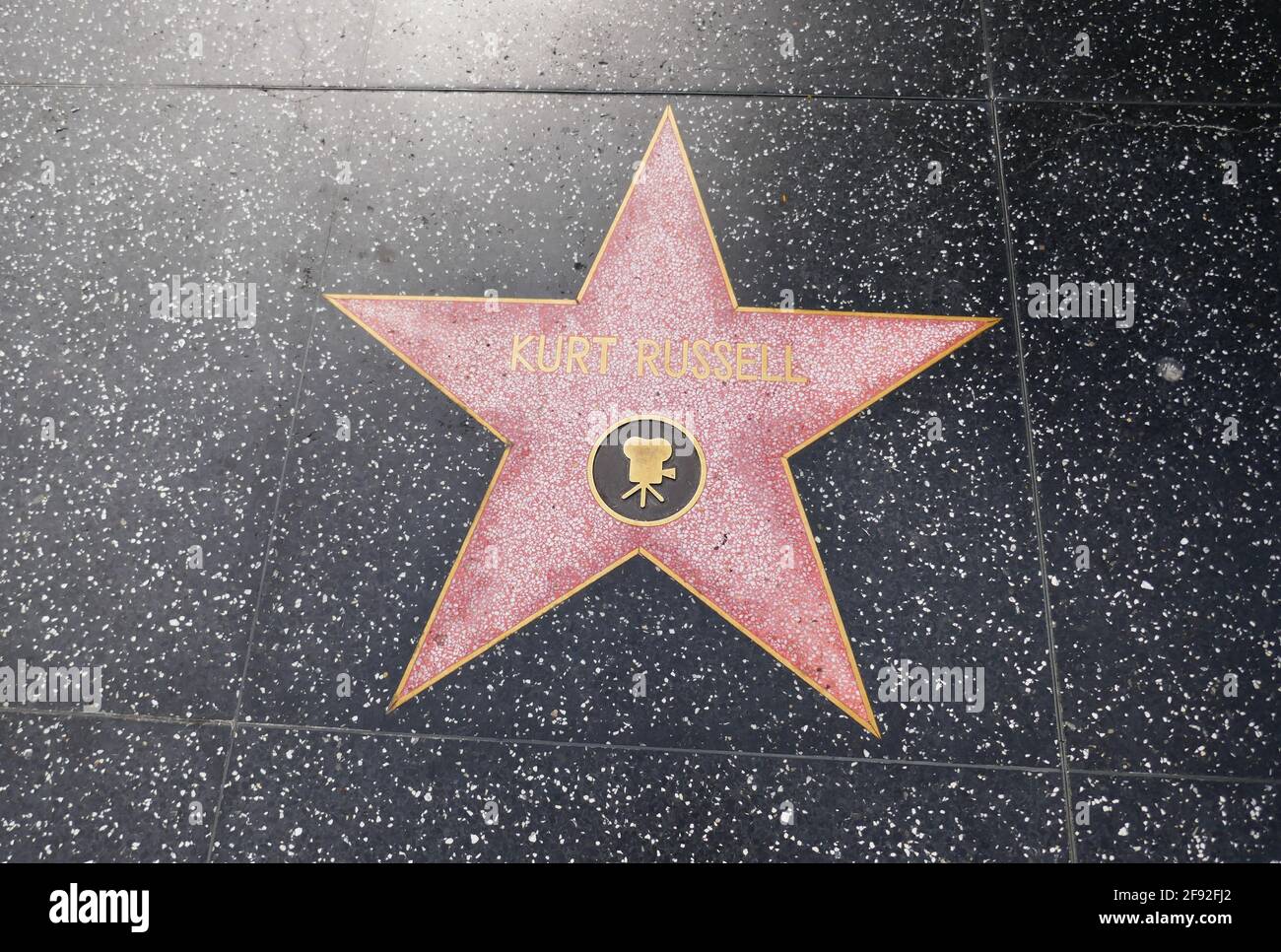 Hollywood, California, USA 14th April 2021 A general view of atmosphere of actor Kurt Russell's Star on the Hollywood Walk of Fame on April 14, 2021 in Hollywood, California, USA. Photo by Barry King/Alamy Stock Photo Stock Photo