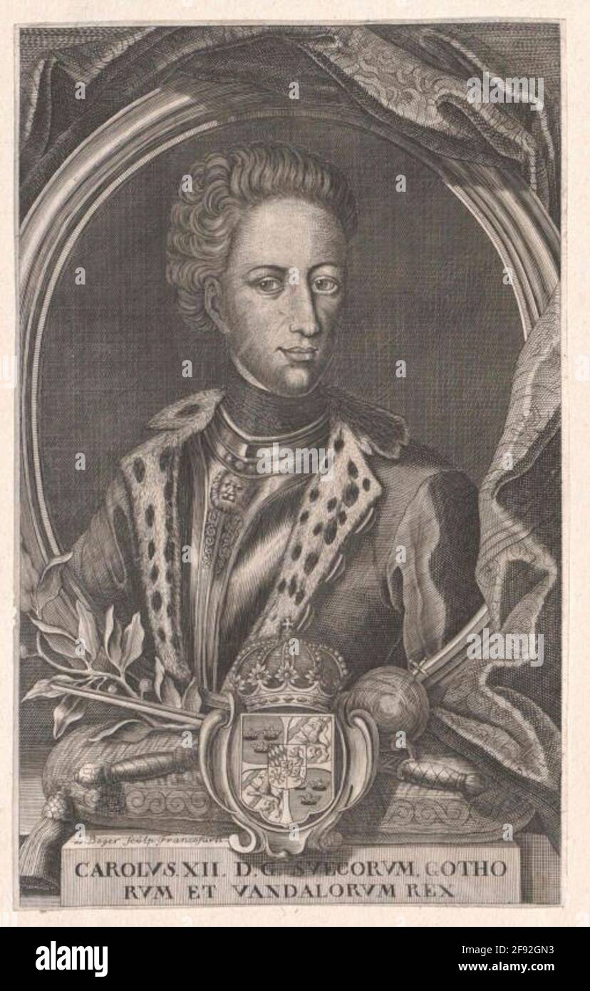 Karl Xii., King of Sweden Stecher: Beger, Lorenzdation: 1697/1735Factive  genesis: Frankfurt (Main Stock Photo - Alamy