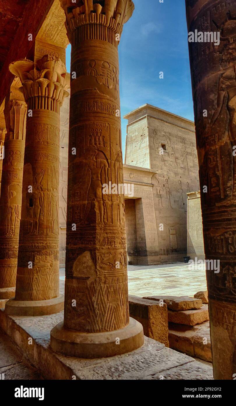 Columns of the Philae Temple Aswan Stock Photo - Alamy