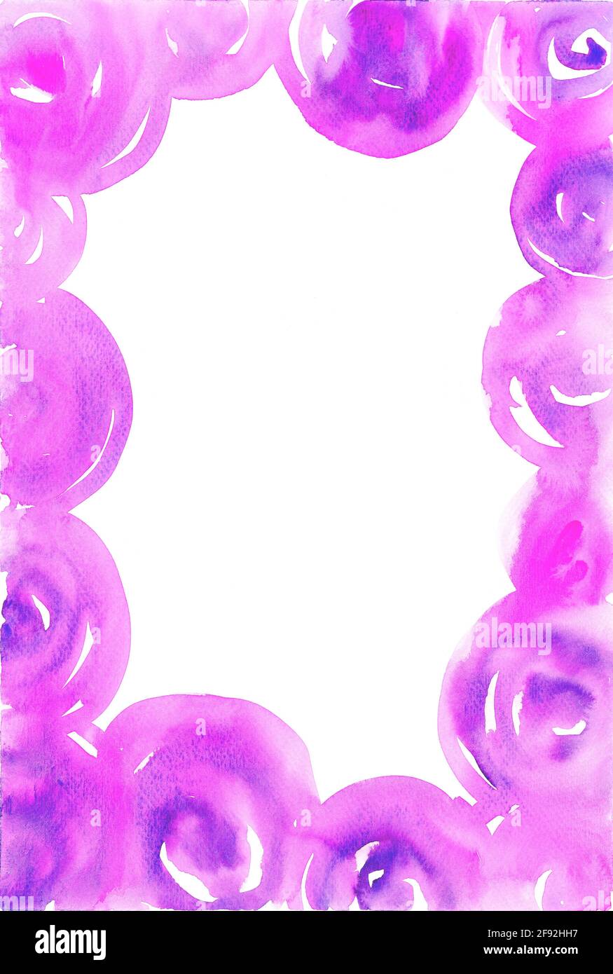 pinkpurple abstract circle background. Watercolor hand painting on
