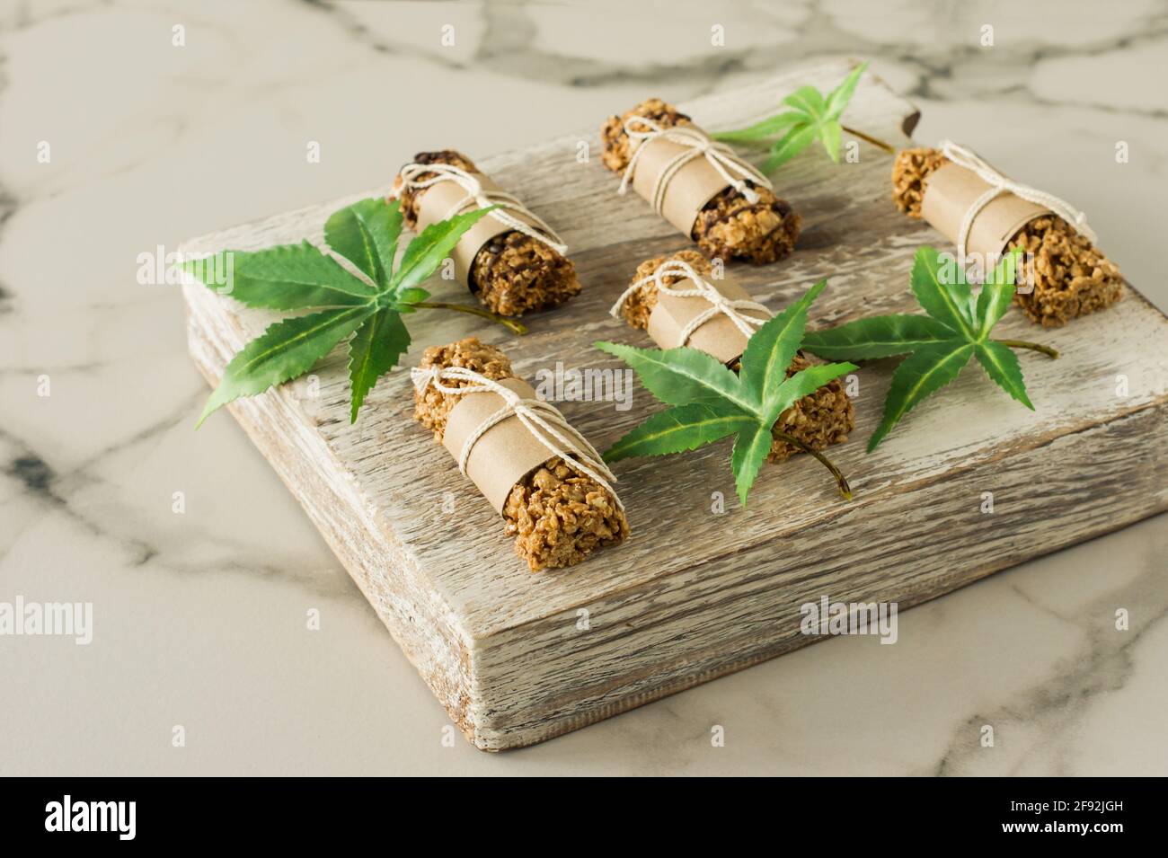 Homemade Chocolate protein bars with hemp seeds and dates. Healthy