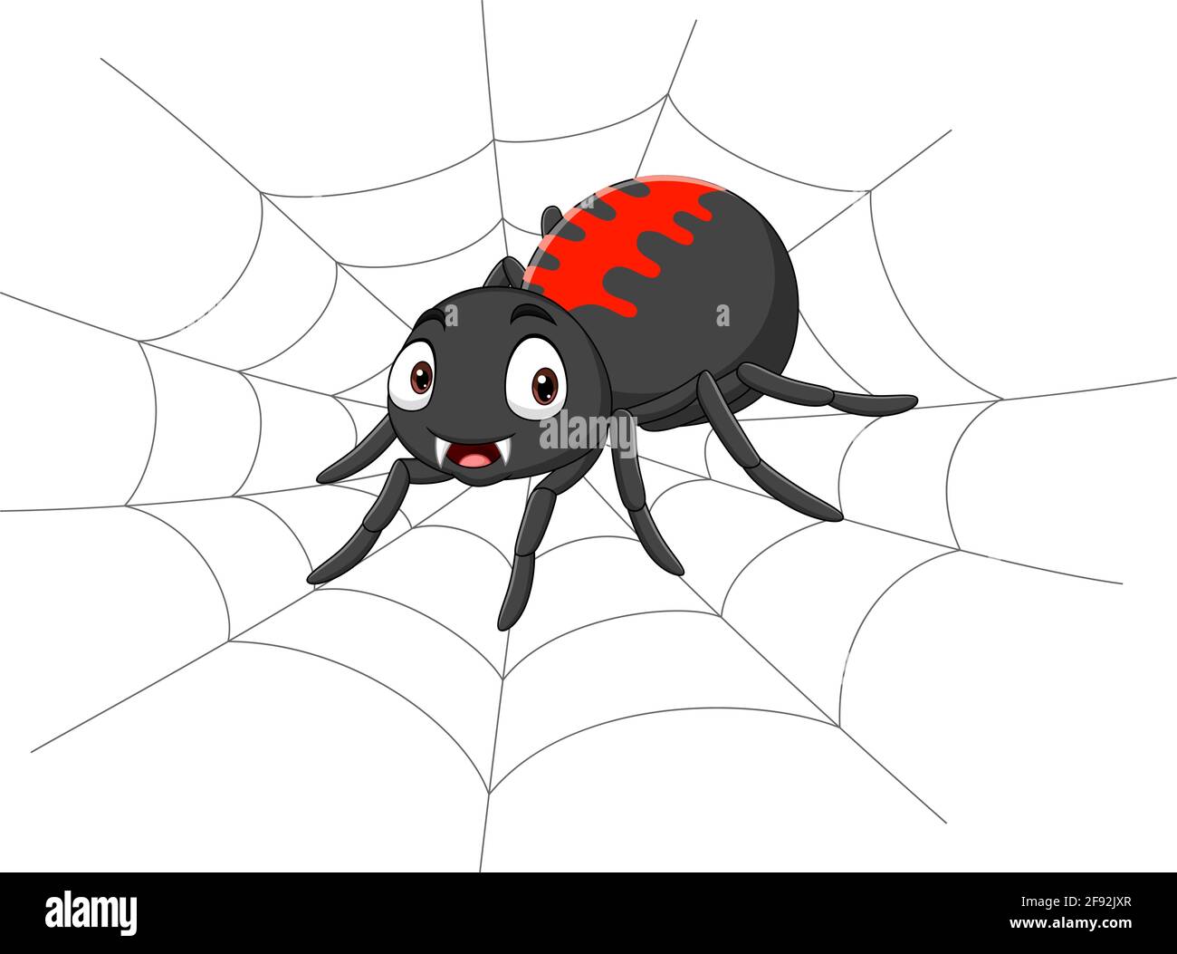 Cartoon spider on the cobweb Stock Vector