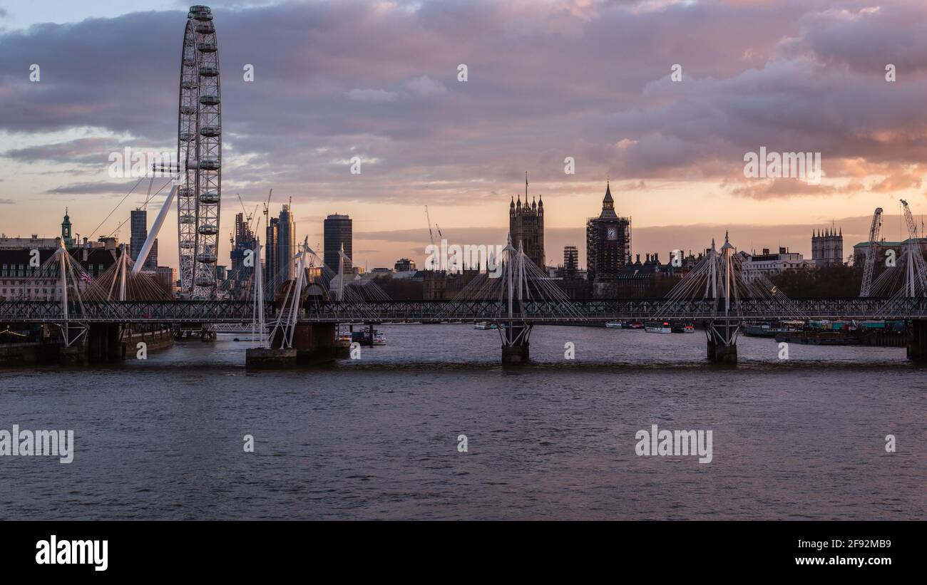 A beautiful sunset over London. Stock Photo