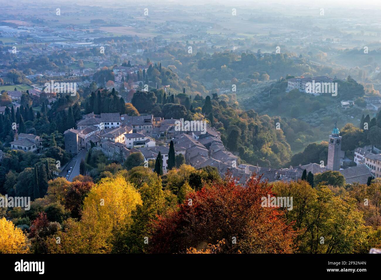 Panoramic view of the village of Asolo Stock Photo