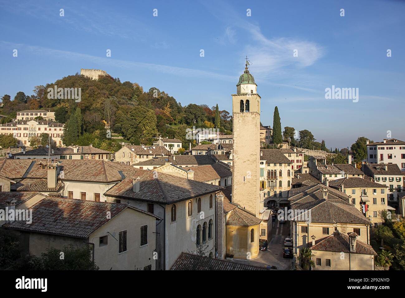 Panoramic view of the village of Asolo Stock Photo