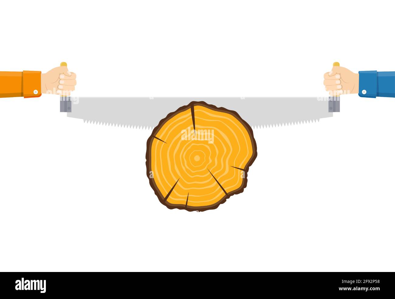 Two Men Sawing Wood Stock Vector Image Art Alamy