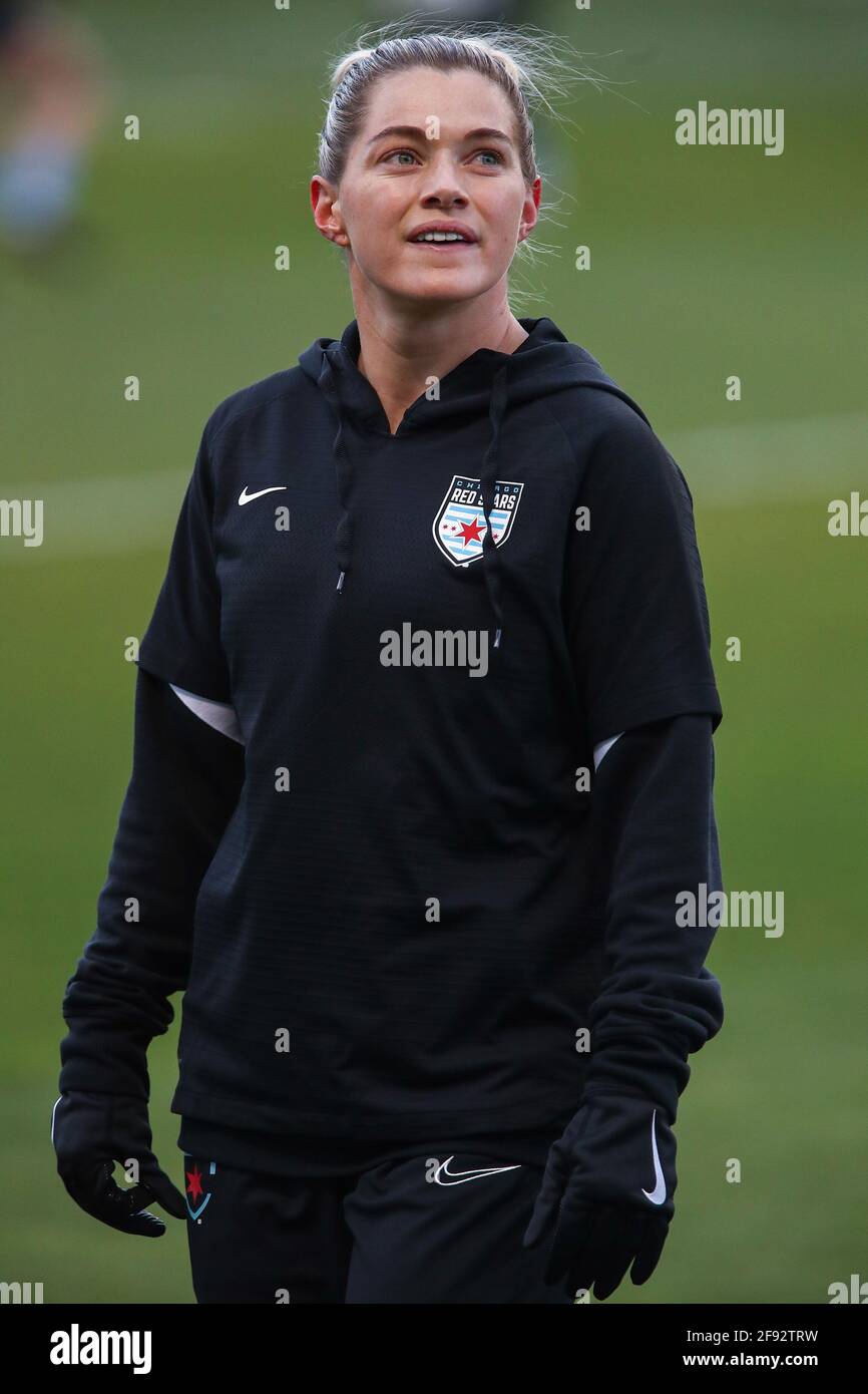 Chicago Red Stars forward Kealia Watt (2) before a NWSL match at Seat Geek Stadium, Thursday, April. 15, 2021, in Bridgeview, Illinois. Portland defeated Chicago 1-0 (Melissa Tamez/Image of Sport) Stock Photo