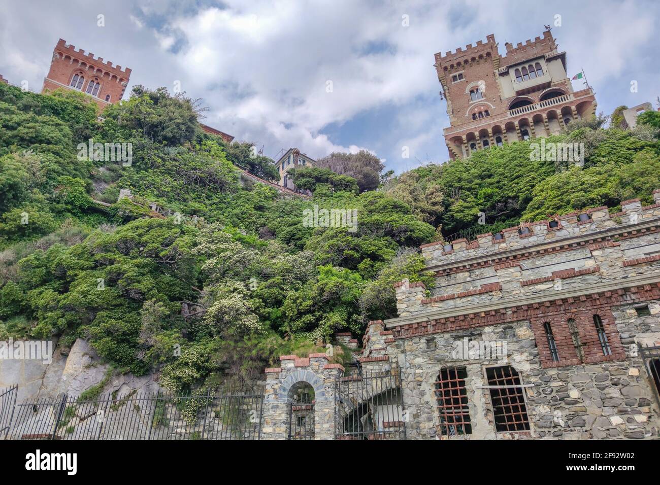 Genoa Castle boccadasse santa chiara genoa district by the sea castle view Stock ...