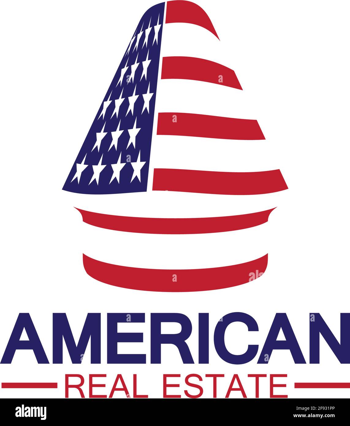 home house american flag real estate logo vector illustration Stock