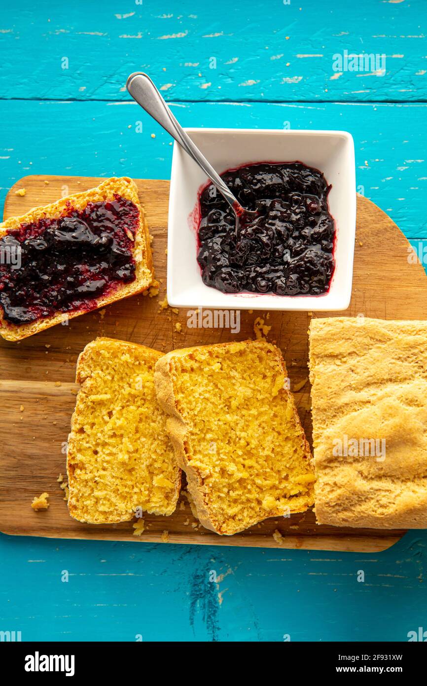 Cornbread is bread containing cornmeal, corn flour. Beautiful yellow