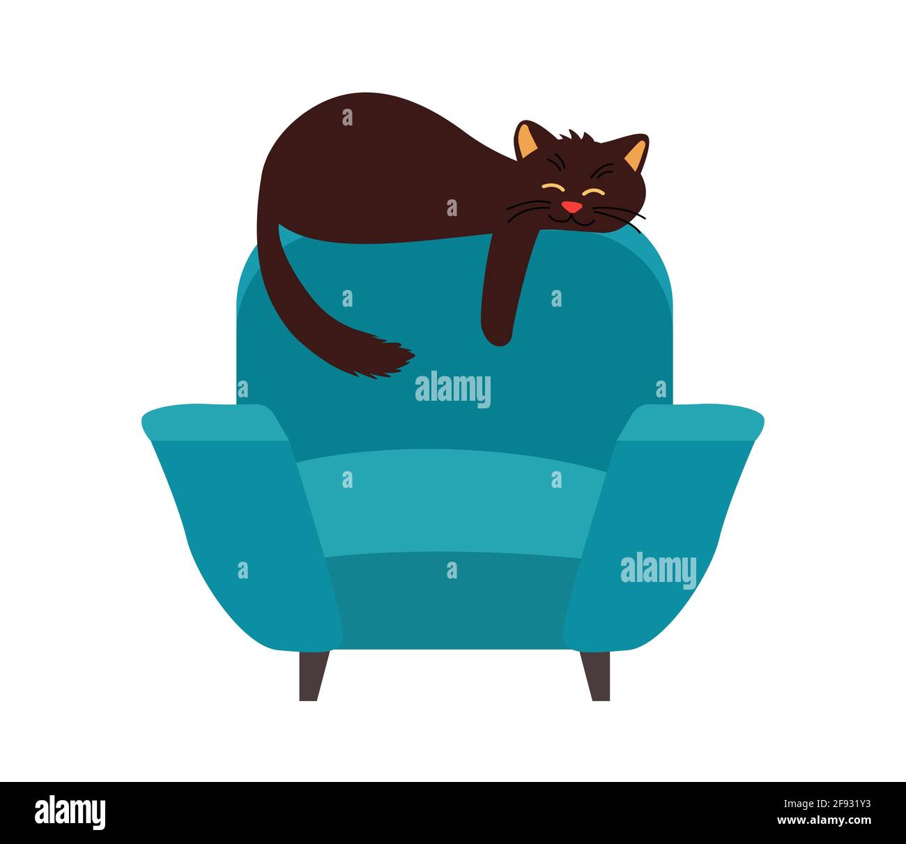 Black cat icon flat style isolated on white Vector Image