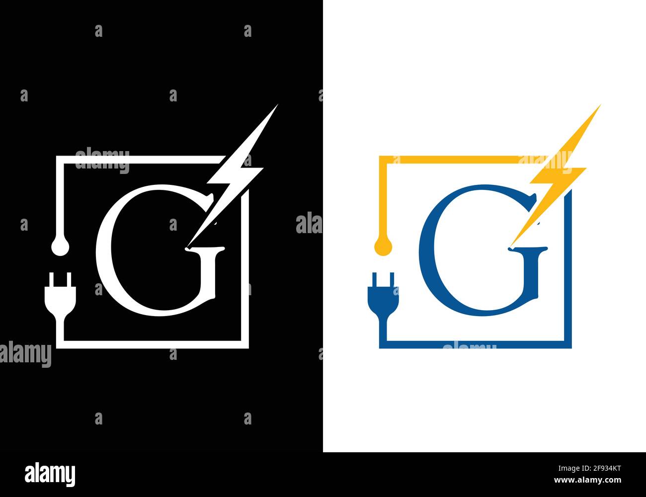 G Electrical Logo template Lighting bolt sign symbol Stock Vector Image