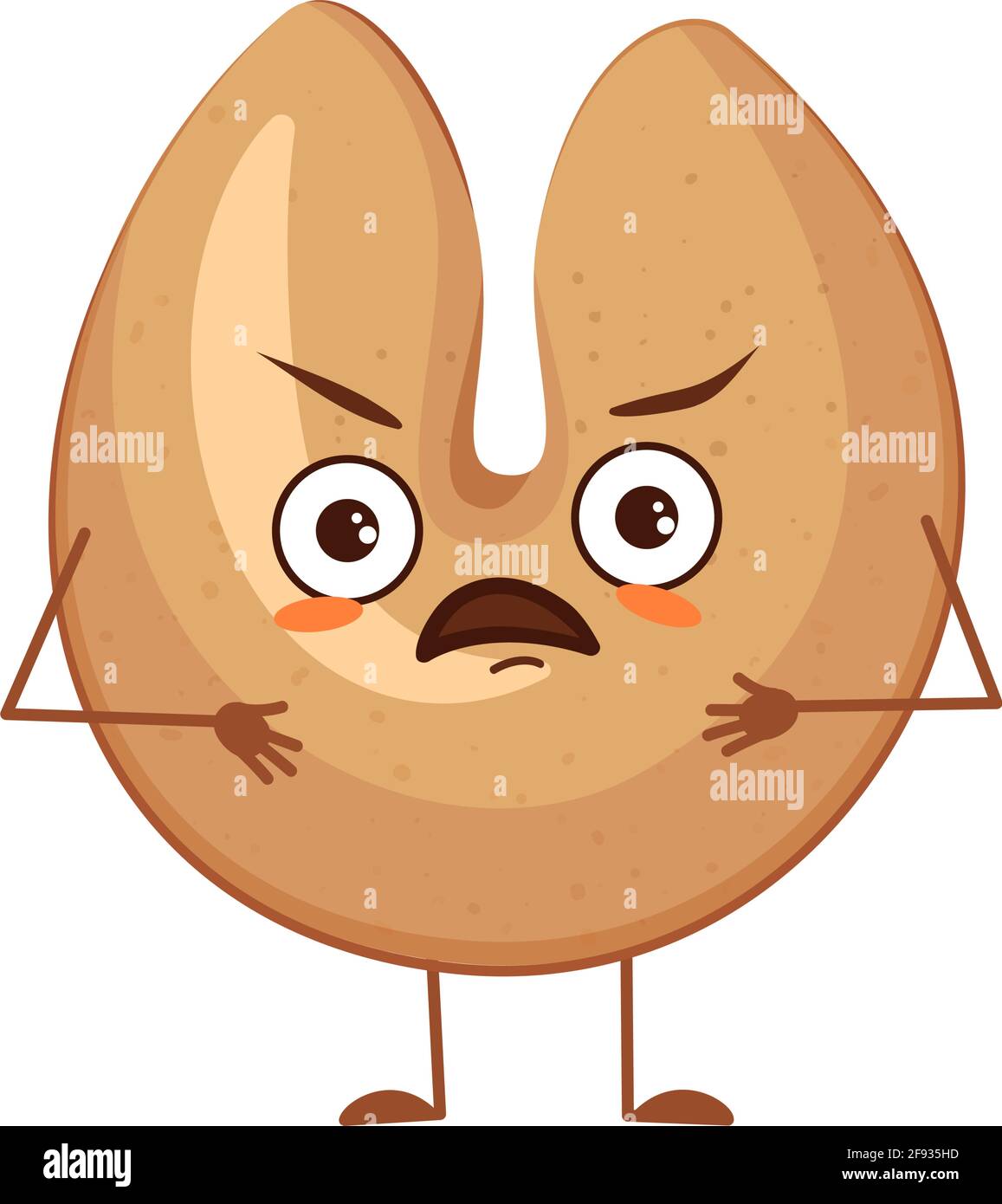 Cute chinese fortune cookies characters with angry emotions, face, arms and legs. The funny or