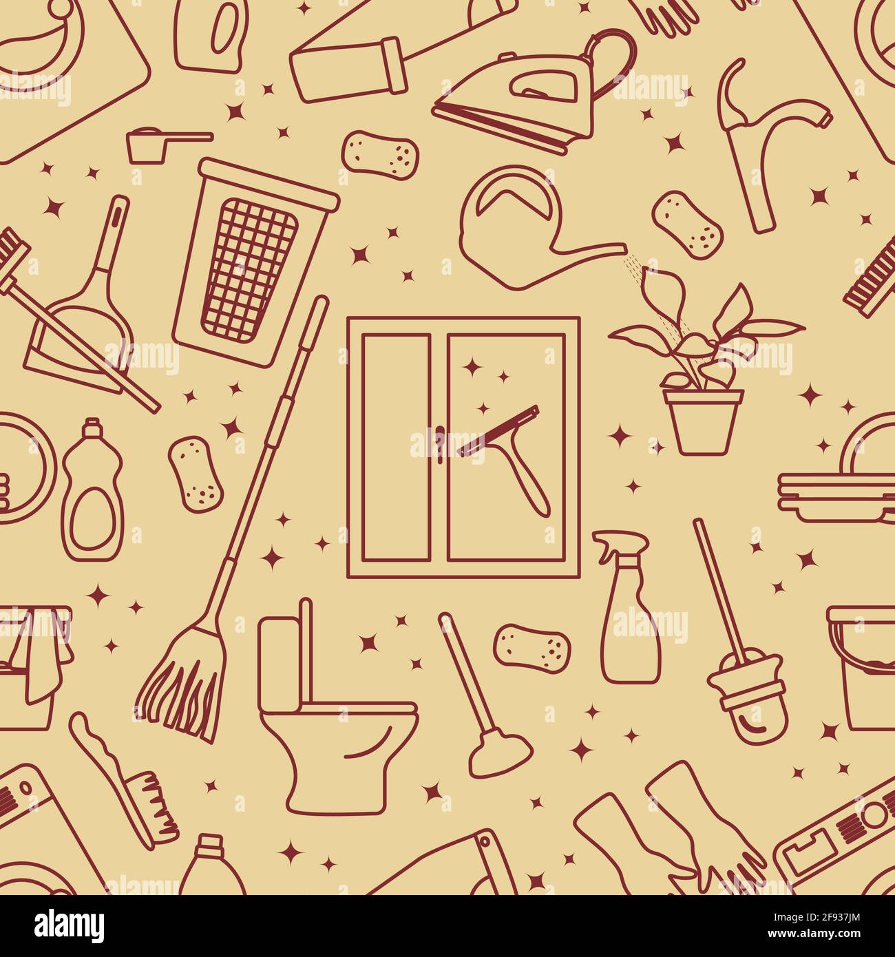 Janitor Pattern Vector Seamless pattern Illustration Cleaning Maid service Housekeeping ...