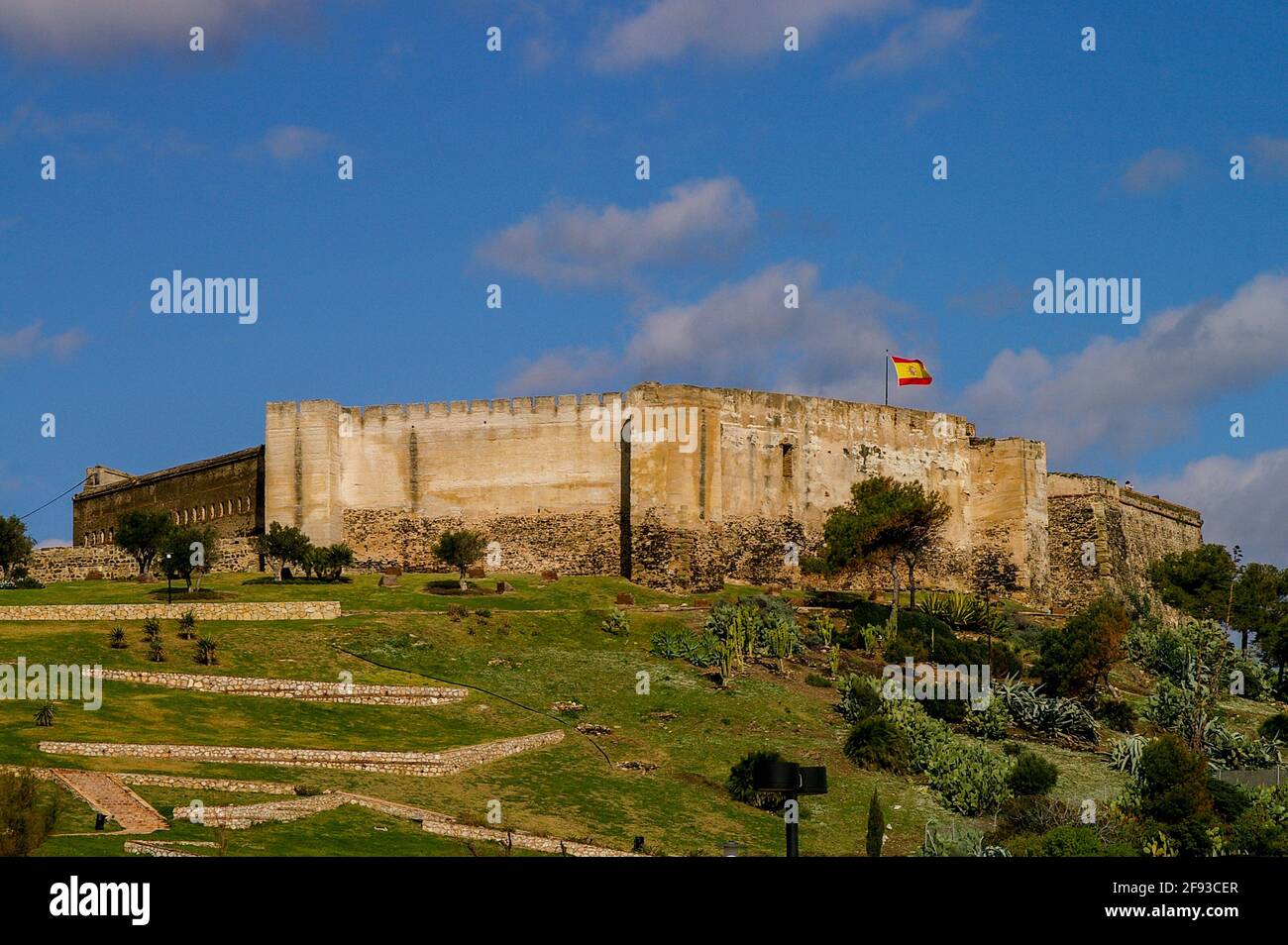 Castillo Sohail, Sohail Castle in Fuengirola, Spain. Province of Malage, Andalusia, on the Costa del Sol, high on a hill overlooking the Mediterranean Stock Photo