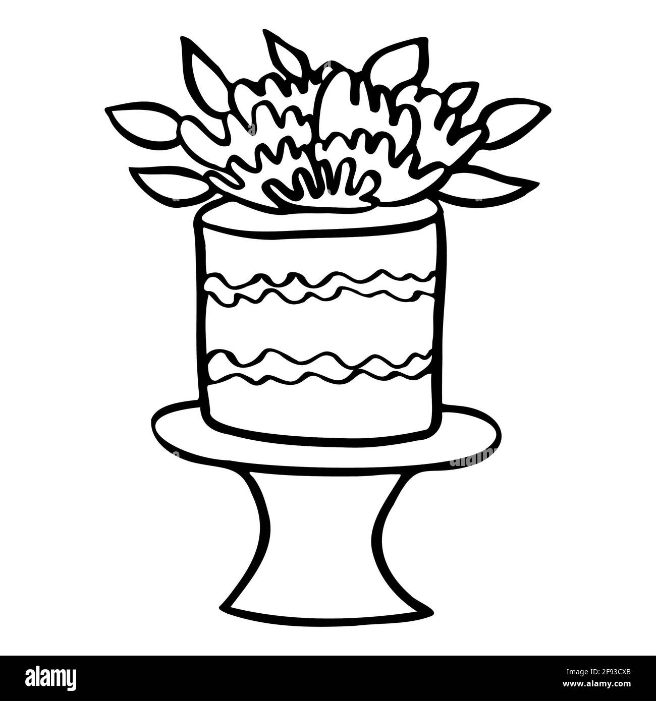 birthday cake isolated vector with cream decoration Stock Photo