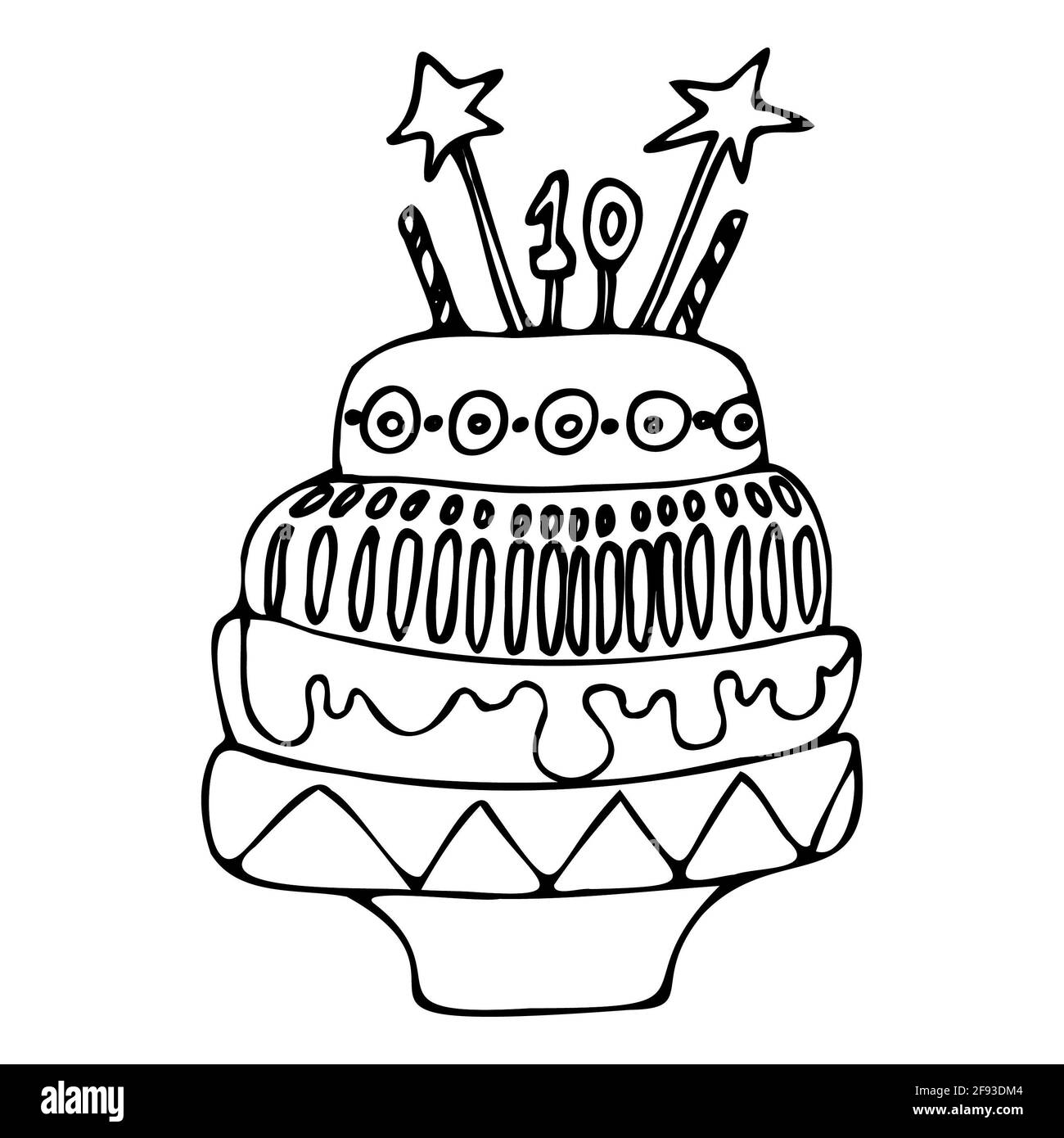 birthday cake isolated vector with cream decoration Stock Photo