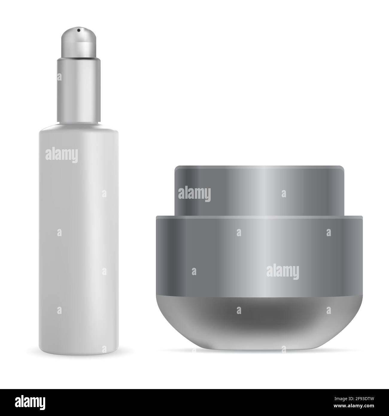 Cream jar. Face serum pump bottle. Scrub container mockup. Face skin