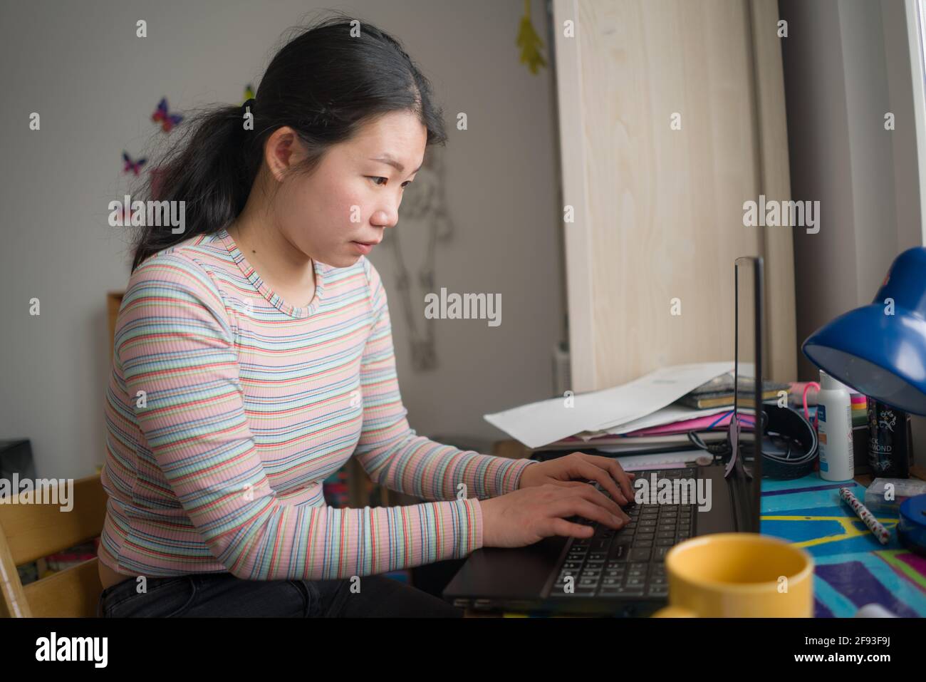 telework and remote job lifestyle portrait of young happy and