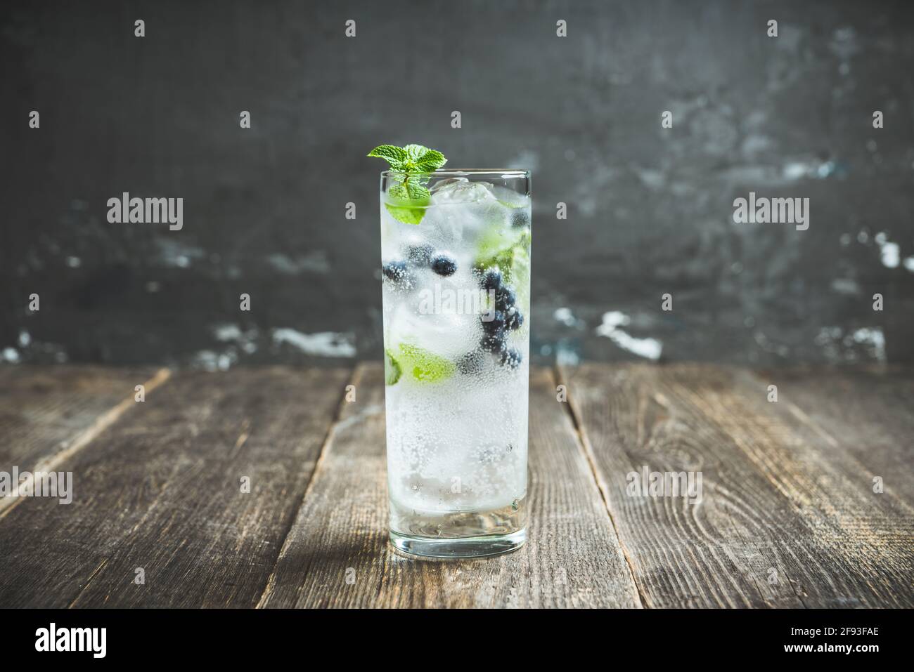 Blueberry mojito cocktail. Selective focus. Shallow depth of field. Stock Photo