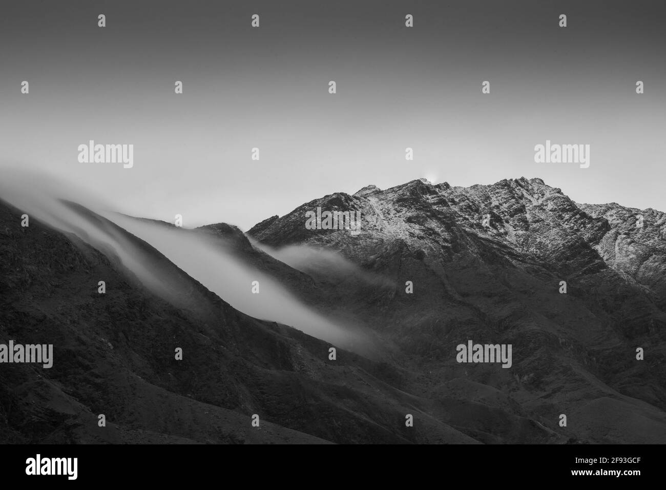 Fog over the Hindu Kush Mountain Range Stock Photo