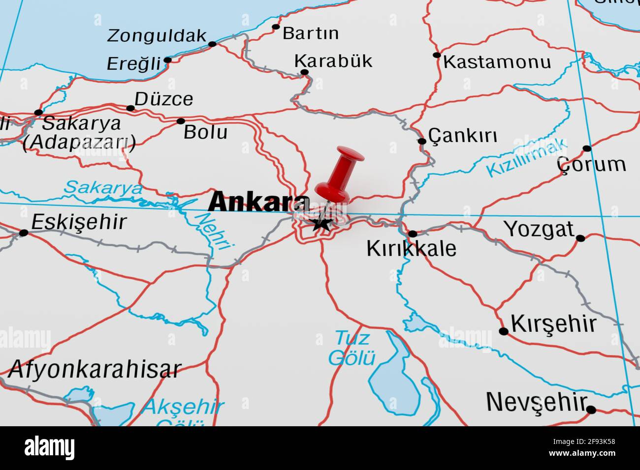 https www alamy com map showing ankara turkey with a red pin 3d rendering image418661636 html