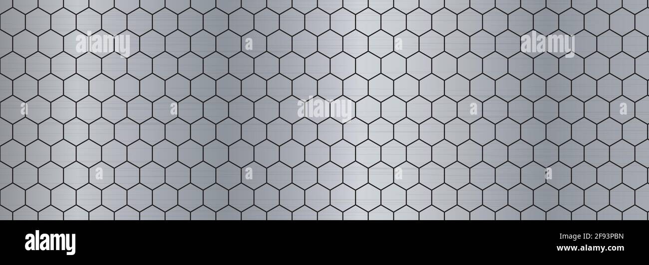 metal background and black hexagon Stock Vector