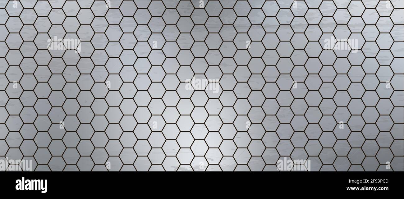 metal background and black hexagon Stock Vector