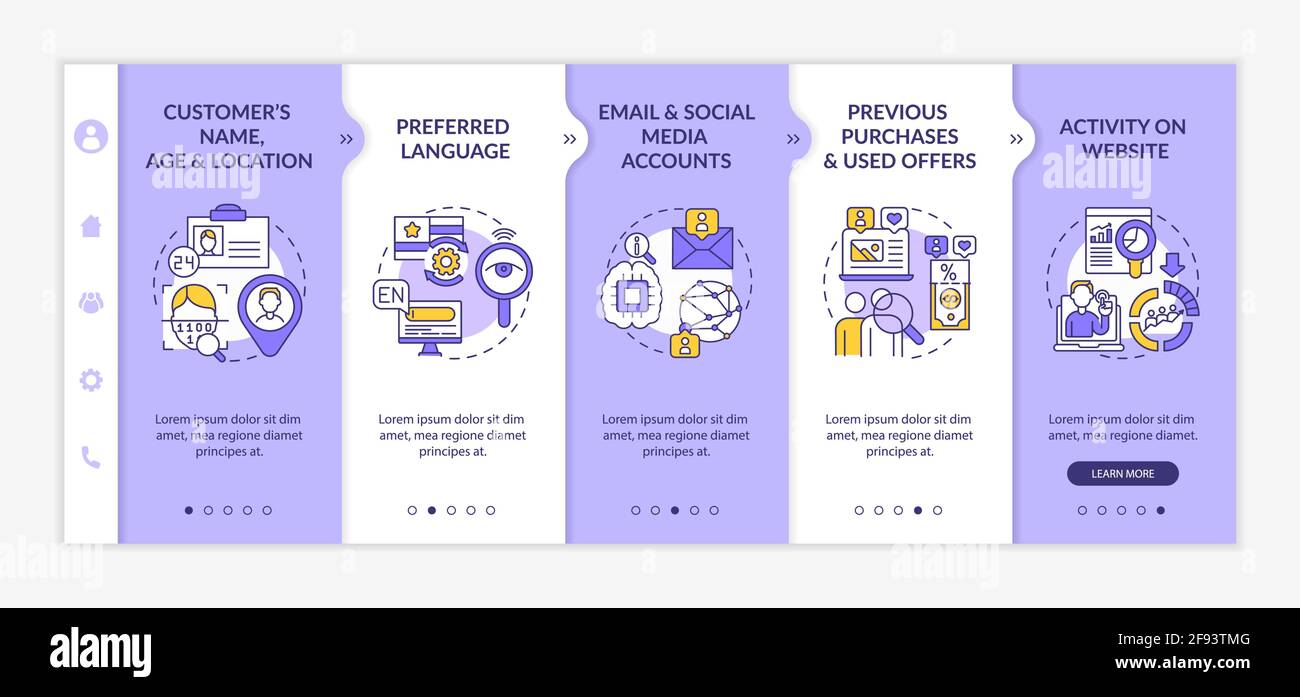 Smart content analytics components onboarding vector template Stock Vector