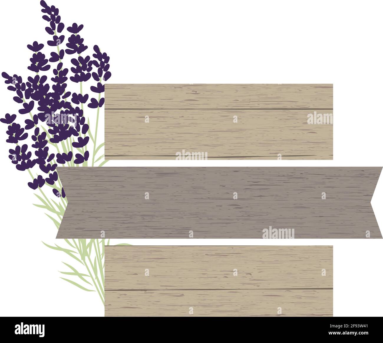 lavender and wooden board Stock Vector