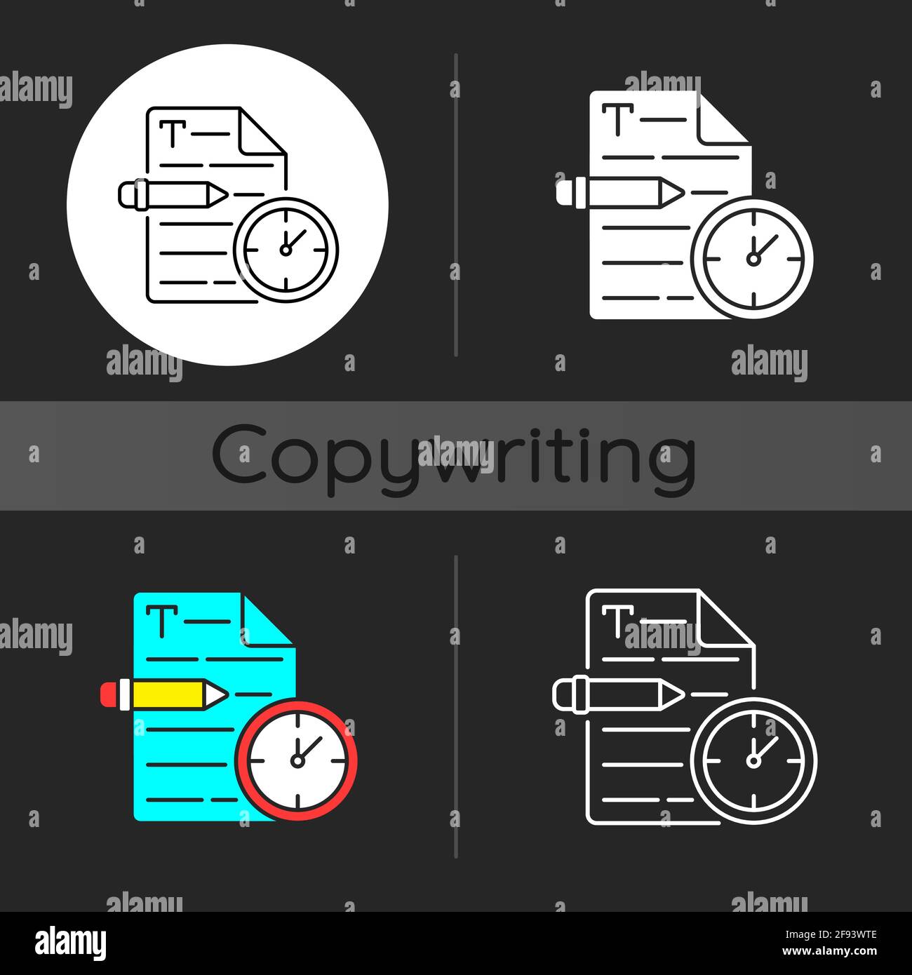 Urgent copywriting dark theme icon Stock Vector