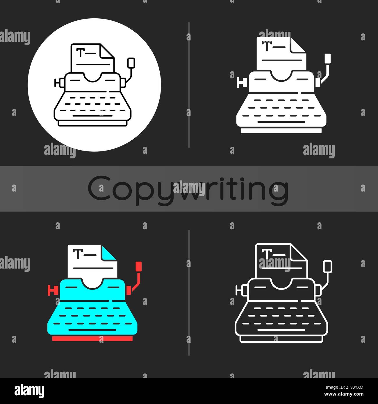 Typewriter dark theme icon Stock Vector