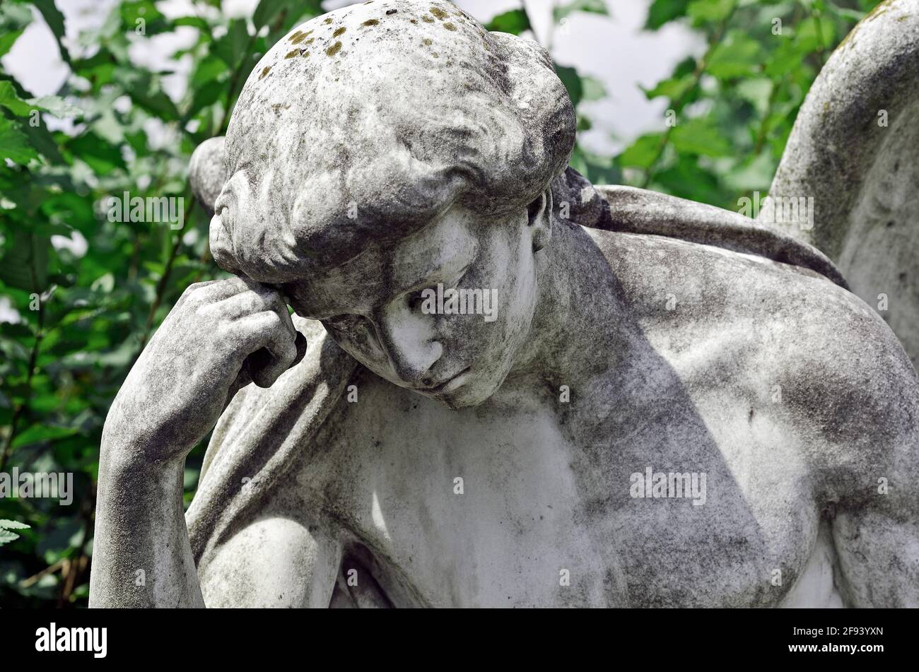 Weathered statue of an Angel tombstone old cemetery, Czech republic, Europe Stock Photo Alamy