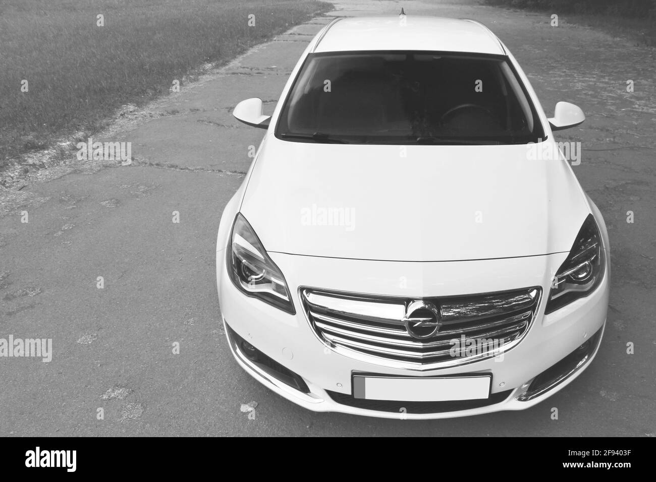 Chernihiv, Ukraine - June 16, 2018: White Opel Insignia on the road Stock Photo