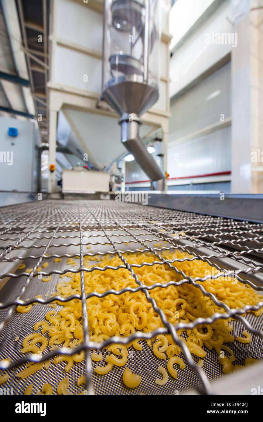 Aktobe region, Kazakhstan - May 06, 2012: Wheat pasta production line. Stock Photo