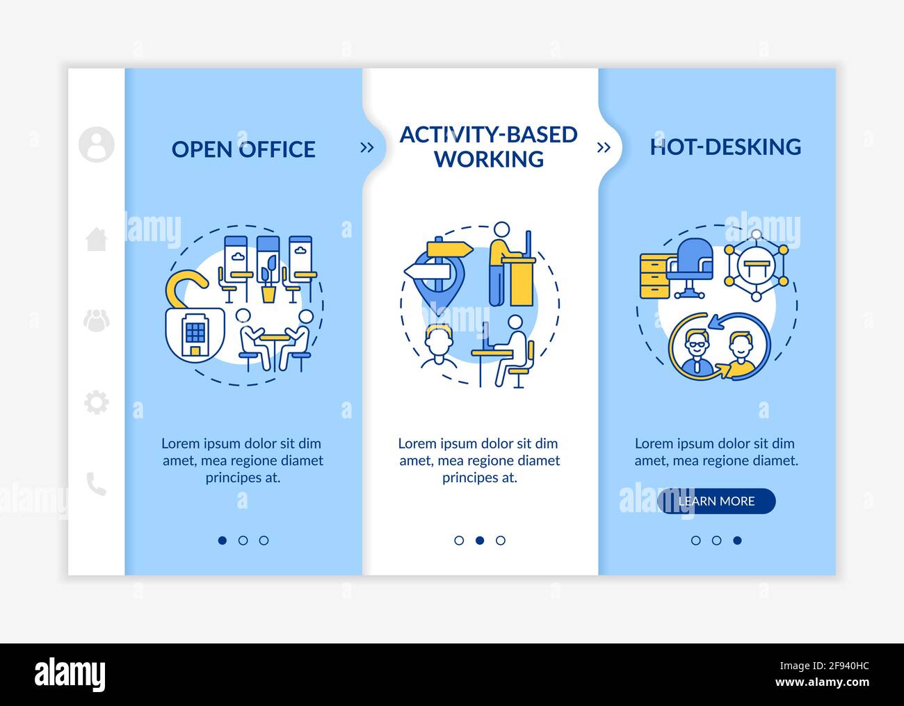 Futuristic office environments onboarding vector template Stock Vector